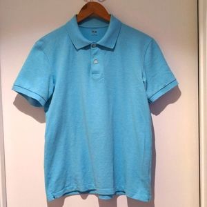 Uniqlo Dry Pique Short Sleeve Polo, Medium, Cyan